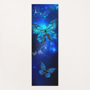 Morpho Butterfly in the Dark Background Yoga Mat