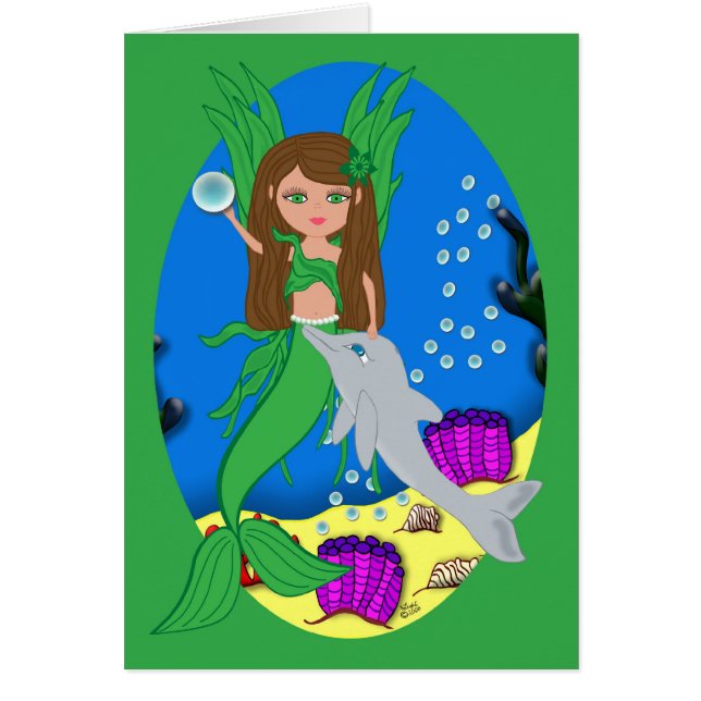 Morrigan the Merfaery and Dolphin Card (Front)