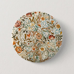  Morris Acanthus Floral Crewel Embroidery Pattern 6 Cm Round Badge