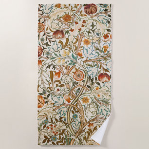 Morris Acanthus Floral Crewel Embroidery Pattern Beach Towel