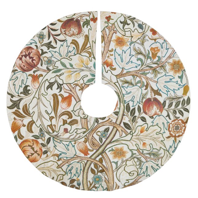  Morris Acanthus Floral Crewel Embroidery Pattern Brushed Polyester Tree Skirt (Front)