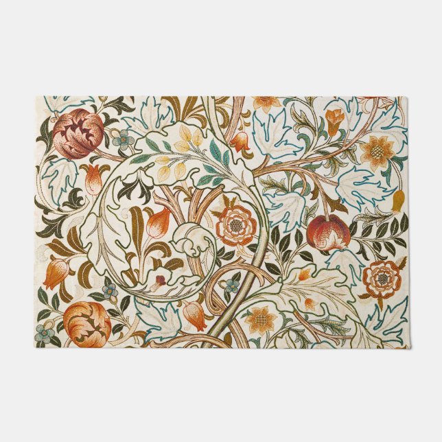  Morris Acanthus Floral Crewel Embroidery Pattern Doormat (Front)