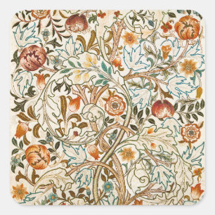  Morris Acanthus Floral Crewel Embroidery Pattern Square Sticker