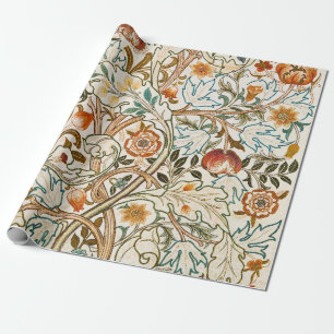  Morris Acanthus Floral Crewel Embroidery Pattern Wrapping Paper