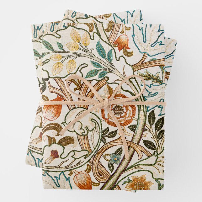  Morris Acanthus Floral Crewel Embroidery Pattern Wrapping Paper Sheet (In situ)