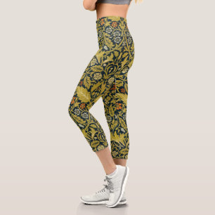 Morris Acanthus Leaves Twining Stem Flowers Carpet Capri Leggings