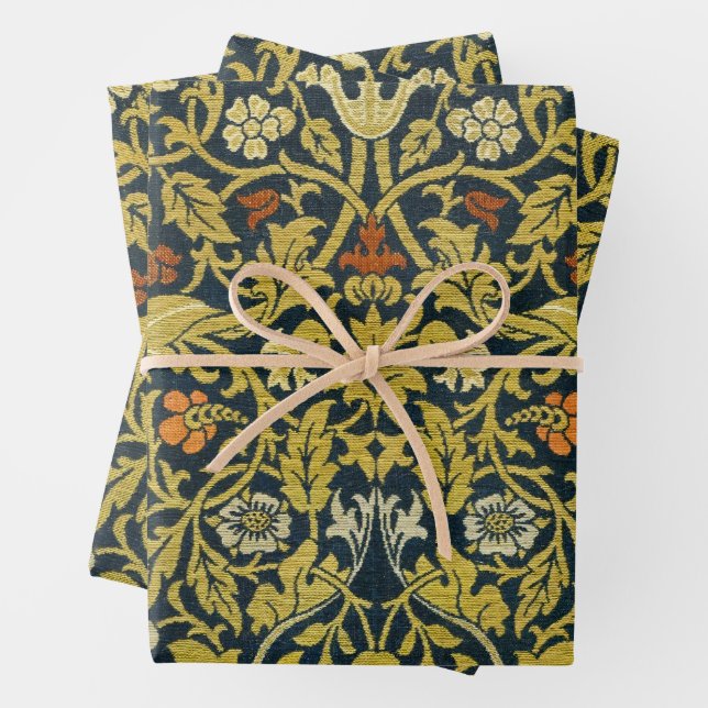 Morris Acanthus Leaves Twining Stem Flowers Carpet Wrapping Paper Sheet (In situ)