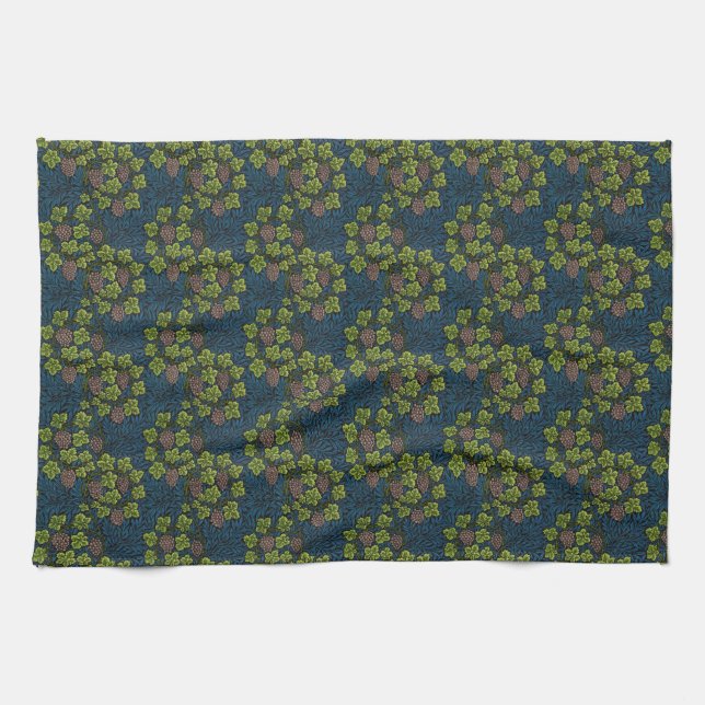 Morris - Antique 1873 Grape & Leave & Vine Pattern Tea Towel (Horizontal)