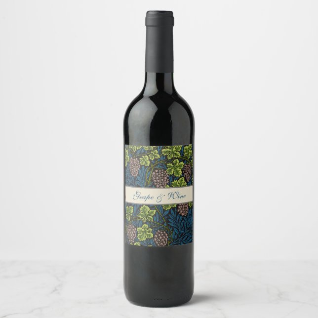 Morris - Antique 1873 Grape & Leave & Vine Pattern Wine Label (Front)