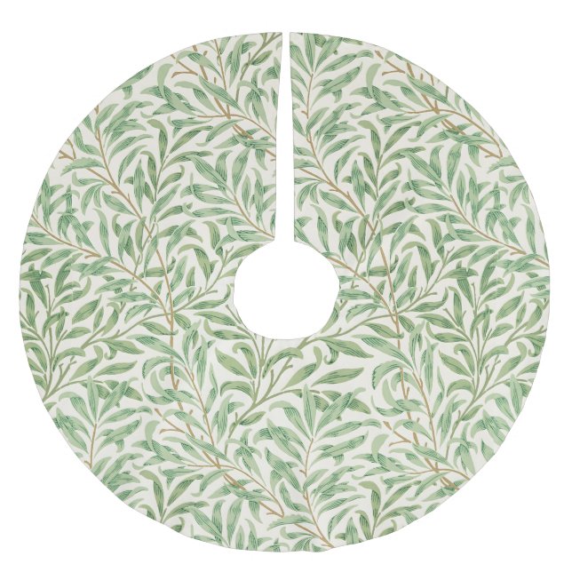 Morris - Antique willow leaves & Branches Pattern Brushed Polyester Tree Skirt (Front)