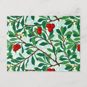 Morris -  Arbatus, berry red, famous pattern, Postcard