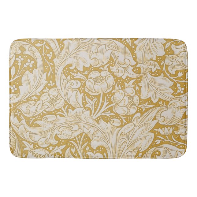 Morris Bachelor's Button Flower & Golden Stems Bath Mat (Front)