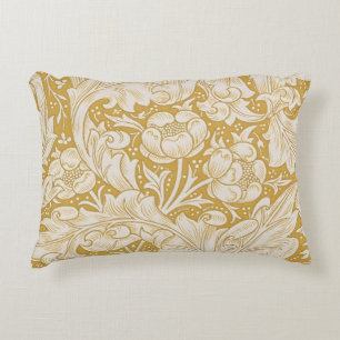Morris Bachelor's Button Flower & Golden Stems Decorative Cushion