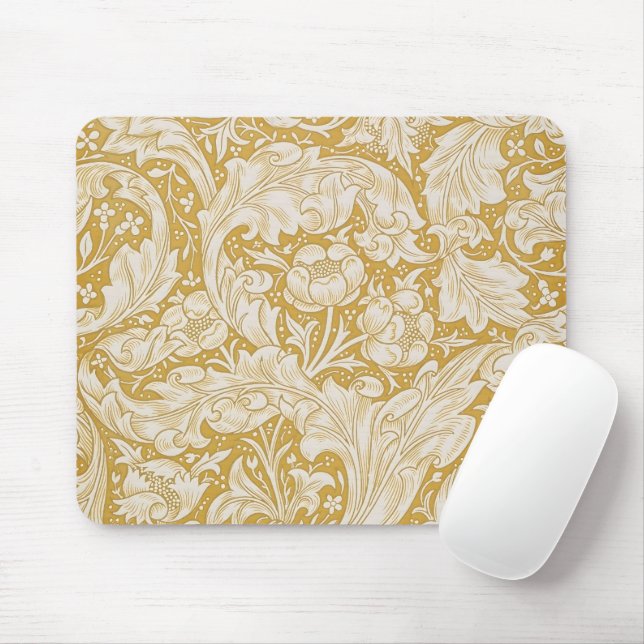 Morris Bachelor's Button Flower & Golden Stems Mouse Mat (With Mouse)