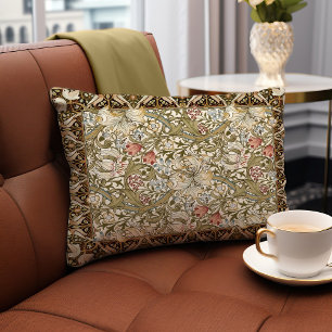 Morris Birds & Anemone Dark Jungle Green Pattern Decorative Cushion