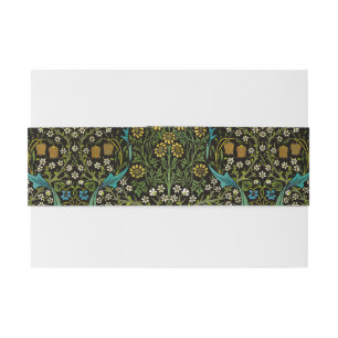 Morris Black Background Vintage Blackthorn Pattern Invitation Belly Band