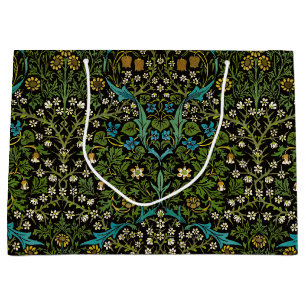 Morris Black Background Vintage Blackthorn Pattern Large Gift Bag