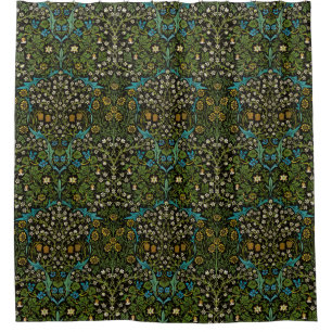 Morris Black Background Vintage Blackthorn Pattern Shower Curtain