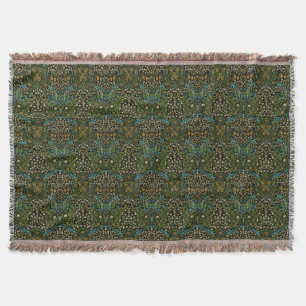 Morris Black Background Vintage Blackthorn Pattern Throw Blanket