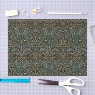 Morris Black Background Vintage Blackthorn Pattern Tissue Paper