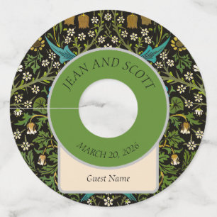 Morris Black Background Vintage Blackthorn Pattern Wine Glass Tag
