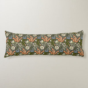 Morris BlackBackground 1896 Compton Floral Pattern Body Cushion