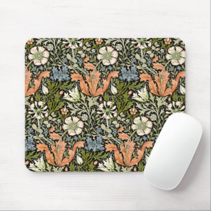 Morris BlackBackground 1896 Compton Floral Pattern Mouse Mat