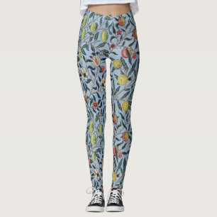 Morris Blue Background Antique Pomegrana Pattern Leggings