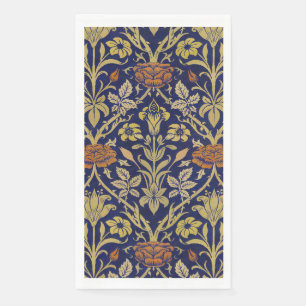Morris Blue Background Rose & Lily Flower Pattern Napkin