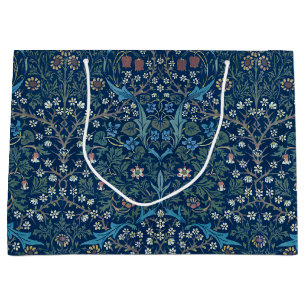 Morris Blue Background Vintage Blackthorn Pattern Large Gift Bag