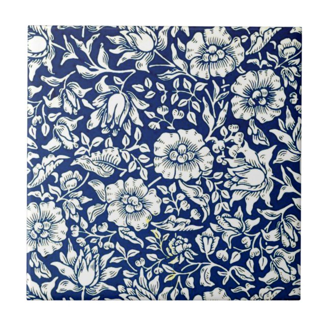 Morris - Blue Mallow Ceramic Tile (Front)