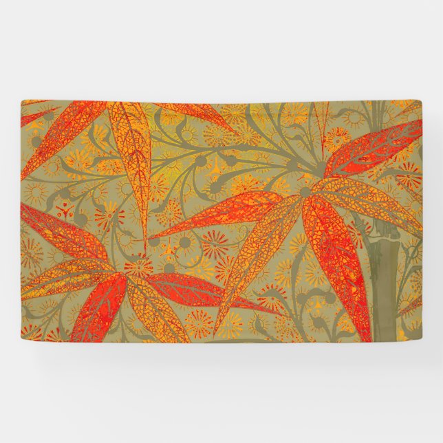 Morris & Co. Bamboo Pattern Godwin Orange & Sage Banner (Horizontal)