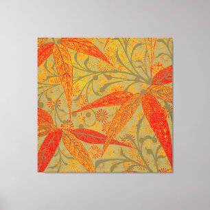 Morris & Co. Bamboo Pattern Godwin Orange & Sage Canvas Print