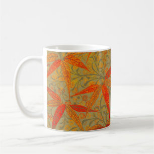 Morris & Co. Bamboo Pattern Godwin Orange & Sage Coffee Mug