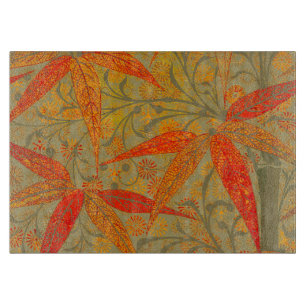 Morris & Co. Bamboo Pattern Godwin Orange & Sage Cutting Board