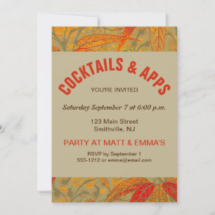 Morris & Co. Bamboo Pattern Godwin Orange & Sage Invitation
