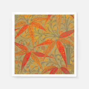 Morris & Co. Bamboo Pattern Godwin Orange & Sage Napkin