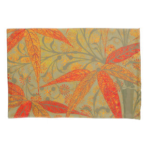 Morris & Co. Bamboo Pattern Godwin Orange & Sage Pillowcase
