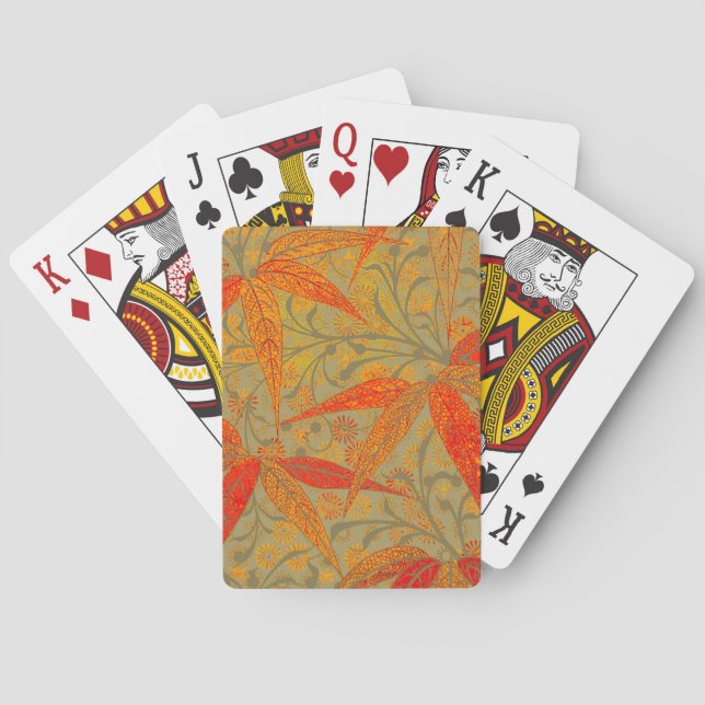 Morris & Co. Bamboo Pattern Godwin Orange & Sage Playing Cards (Back)