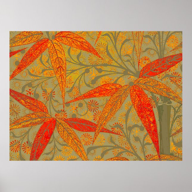 Morris & Co. Bamboo Pattern Godwin Orange & Sage Poster (Front)