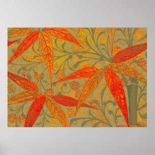 Morris & Co. Bamboo Pattern Godwin Orange & Sage Poster