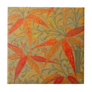 Morris & Co. Bamboo Pattern Godwin Orange & Sage Tile