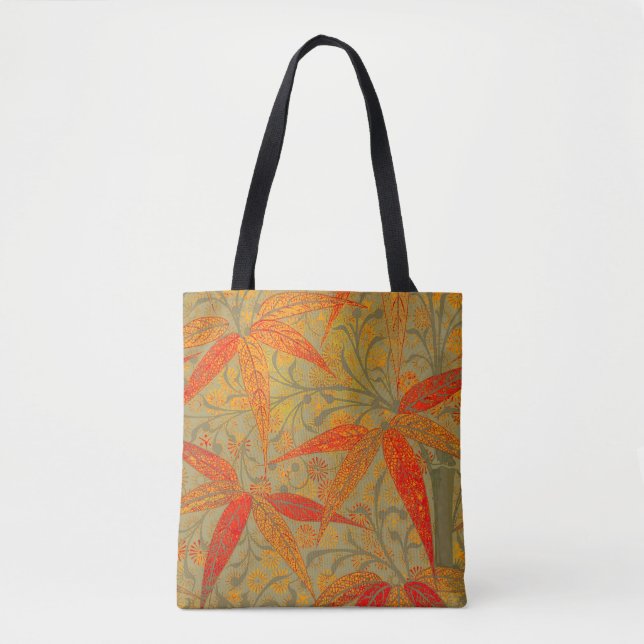 Morris & Co. Bamboo Pattern Godwin Orange & Sage Tote Bag (Front)