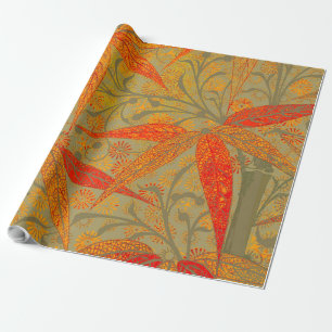 Morris & Co. Bamboo Pattern Godwin Orange & Sage Wrapping Paper