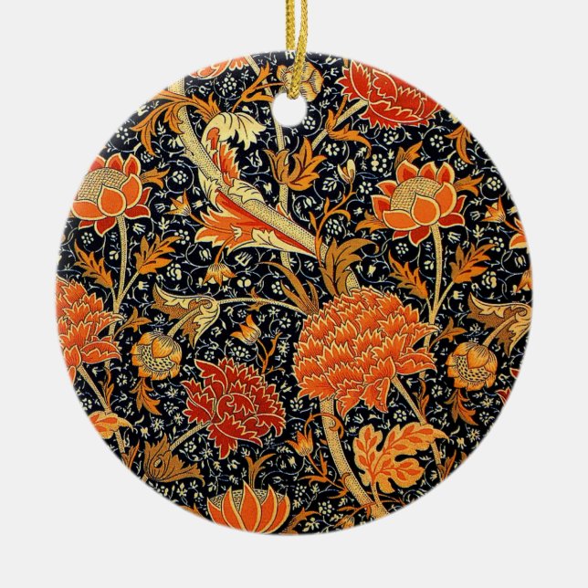 Morris - Cray, colourful floral pattern Ceramic Tree Decoration (Front)