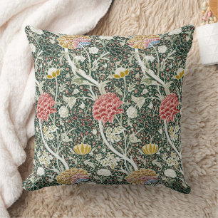 Morris Cray Vintage Blossom Floral Design Green Cushion