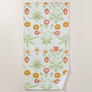 Morris Daisy, Classic Victorian Floral Pattern Beach Towel