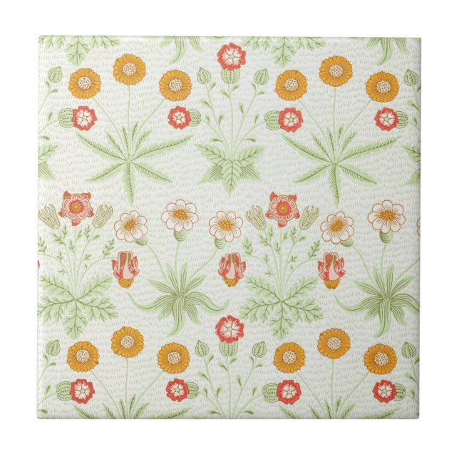 Morris Daisy, Classic Victorian Floral Pattern Tile (Front)