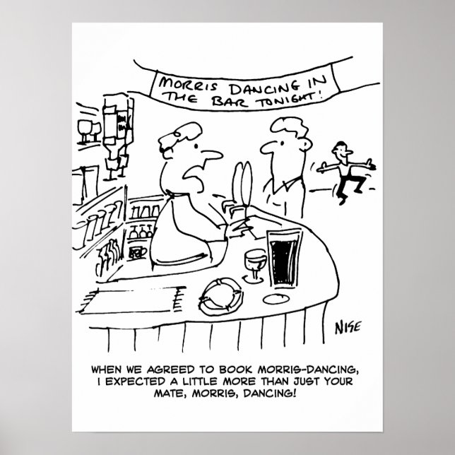 Morris Dancing in Pub. Traditional Morris Dancing Poster (Front)