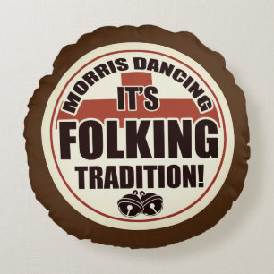 Morris Dancing, Tradition Sepia Tone Round Cushion